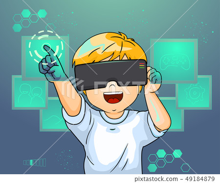 Kid Boy Virtual Reality Illustration 49184879