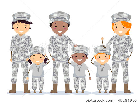 Stickman Family Military Army Brats Illustration Stickman Family Military Army Brats Illustration 49184916