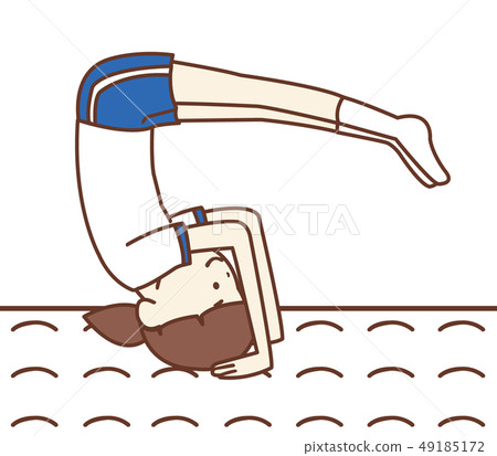 Girl in gym clothes doing a roll on mat exercise Girl in gym clothes doing a roll on mat exercise 49185172