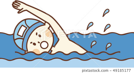 Boy in school swimsuit swims in crawl - Stock Illustration [49185177 ...