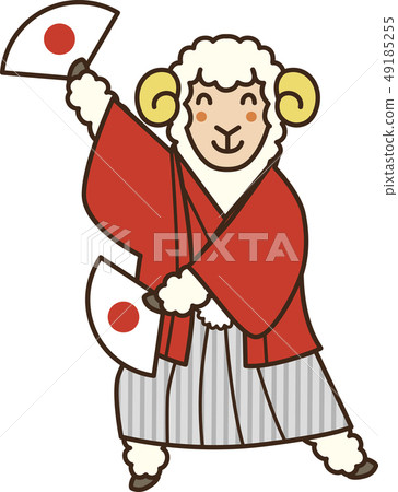 A sheep waving a fan A sheep waving a fan 49185255