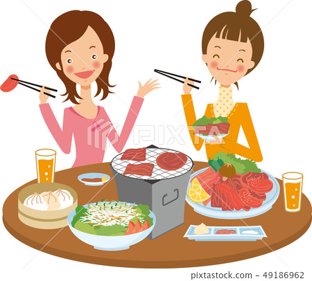 吃烤肉的兩名婦女 49186962