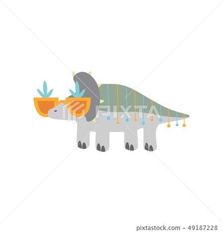 Cute Dinosaur in Funny Glasses, Funny Colorful Triceratop Dino Character, Happy Birthday Party Cute Dinosaur in Funny Glasses, Funny Colorful Triceratop Dino Character, Happy Birthday Party 49187228