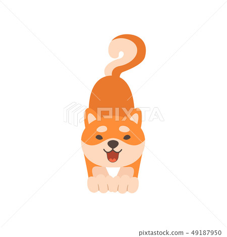Friendly Shiba Inu Dog, Cute Funny Japan Pet Animal Cartoon Character Front View Vector Illustration 49187950