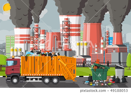 Plant smoking pipes. Smog in city. Plant smoking pipes. Smog in city. 49188053