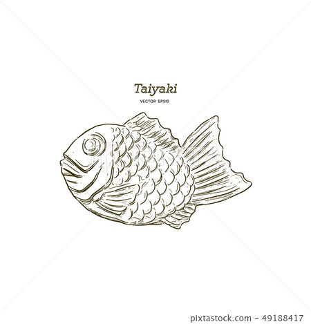 taiyaki , Japanese snack. Hand draw sketch vector. 49188417