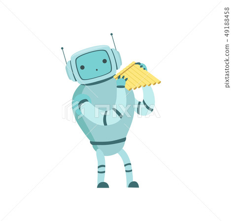 Cute Robot Musician Playing Harmonica Musical Instrument Vector Illustration Cute Robot Musician Playing Harmonica Musical Instrument Vector Illustration 49188458