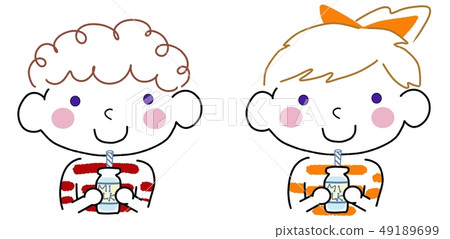 Blue-eyed milk little girl & girl 49189699