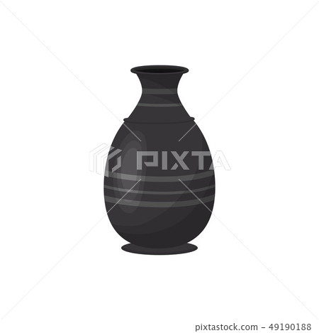 Black ceramic vase on white background. House concept. Black ceramic vase on white background. House concept. 49190188