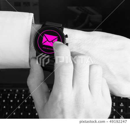 Black smartwatch isolated, new message Black smartwatch isolated, new message 49192247