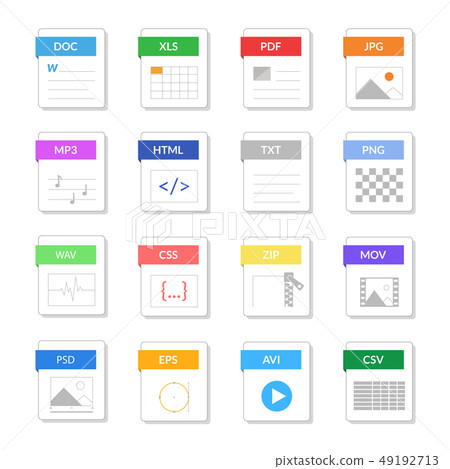 File Type Signs Color Icons Set. Vector 49192713