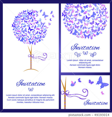 Wedding invitation template set with butterflies 49193014