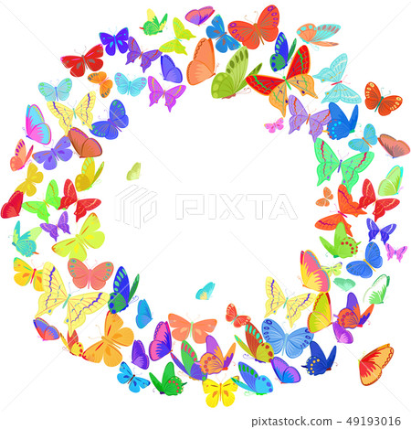 Butterfly wreath design element in bright colors 49193016