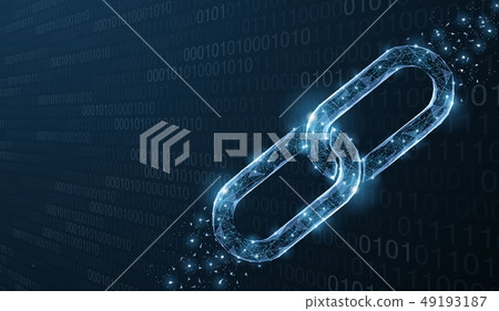 Isolated Abstract Vector chain. Wireframe chain element on blue background. Link protection 49193187