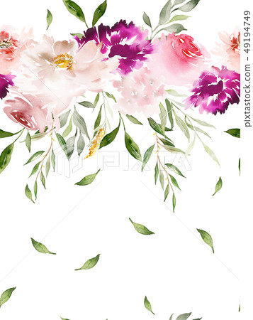 Seamless summer pattern with watercolor flowers Seamless summer pattern with watercolor flowers 49194749