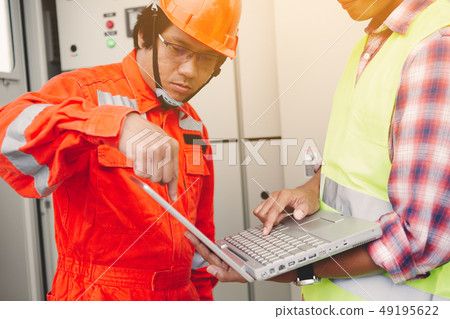 engineer in solar power plant  49195622