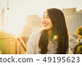 Woman female student college student college student glow evening 49195623