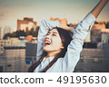 Woman female student college student college student glow evening 49195630
