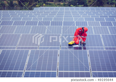 engineer in solar power plant  49195644