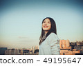 Woman female student college student college student glow evening 49195647