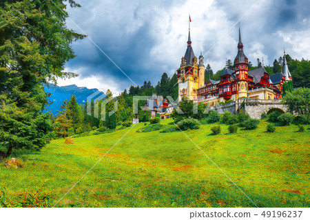 Famous Neo-Renaissance Peles castle in Sinaia Famous Neo-Renaissance Peles castle in Sinaia 49196237