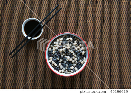 Chinese Black and White Beans. Top view. Close up. Chinese Black and White Beans. Top view. Close up. 49196619