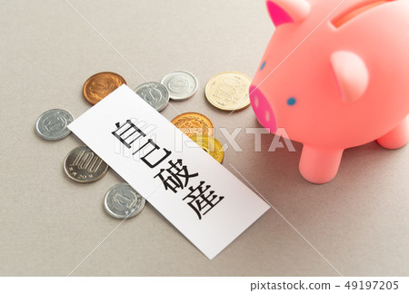 Self-bankruptcy bankruptcy pig's piggy bank 49197205