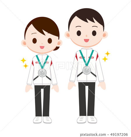 Silver Medal Men And Women Second Place Second Stock Illustration