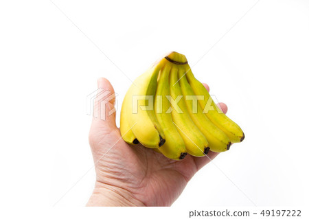 Mini banana with hand 49197222