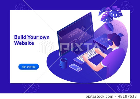 Developing programming and coding technologies. Website design. Programmer working in a software 49197638