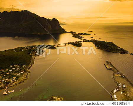 Fjord and mountains landscape. Lofoten Norway Fjord and mountains landscape. Lofoten Norway 49198534