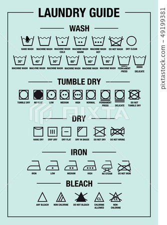 Laundry guide, washing care signs, symbols, vector Laundry guide, washing care signs, symbols, vector 49199381