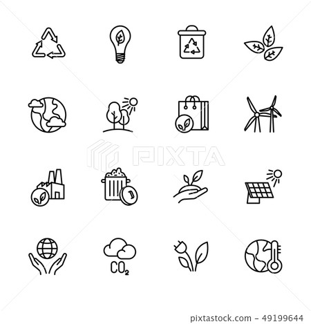 Simple icon set ecology and nature care. Protection and preservation of the environment Simple icon set ecology and nature care. Protection and preservation of the environment 49199644