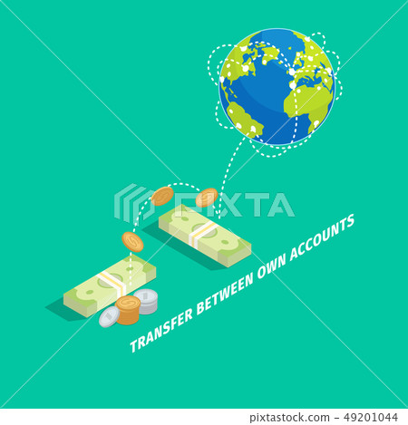Set of Money Transfer Between Own Accounts Icon - Stock Illustration ...