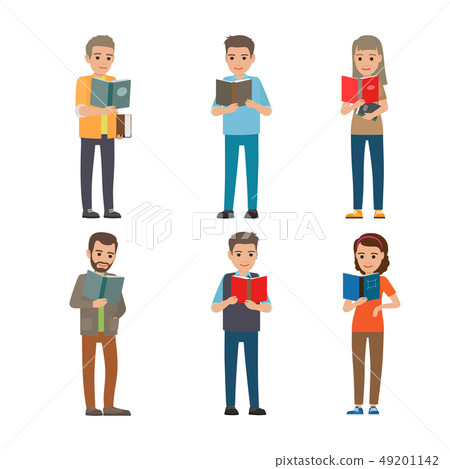 Cartoon Reading people. Male and Female. Books Cartoon Reading people. Male and Female. Books 49201142