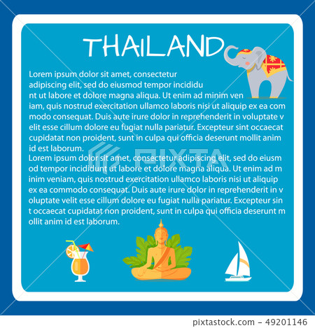 Thailand Framed Vector Touristic Banner with Text 49201146