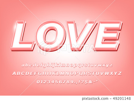 3D Pink Alphabet Love Bold Font 49201148