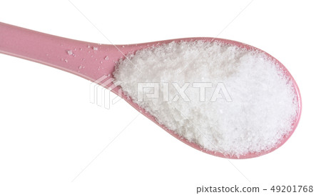 top view ceramic spoon with fine Sea Salt close up top view ceramic spoon with fine Sea Salt close up 49201768