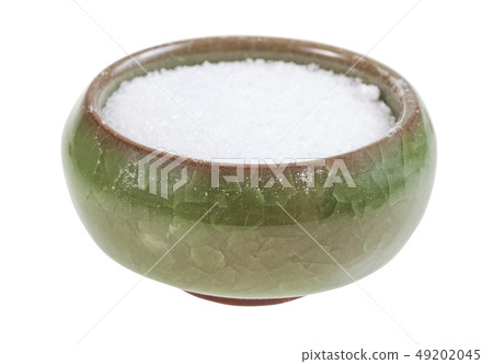 view of ceramic salt cellar with fine Sea Salt 49202045