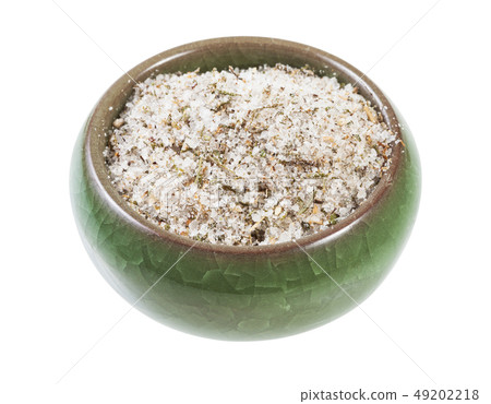 ceramic salt cellar with seasoned salt with spices ceramic salt cellar with seasoned salt with spices 49202218