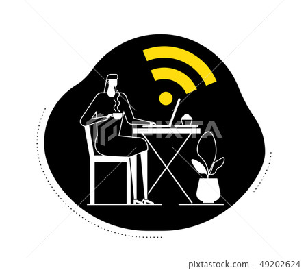 Free wifi - flat design style vector illustration Free wifi - flat design style vector illustration 49202624