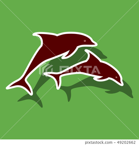paper sticker on theme Save whales a pair of dolphins 49202662