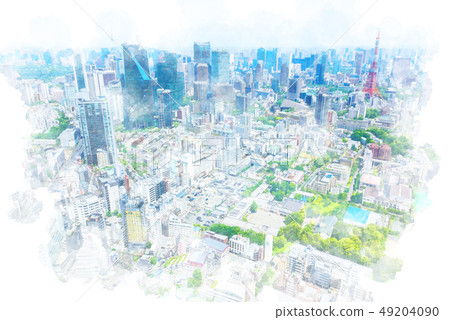 東京風景水彩風格 49204090