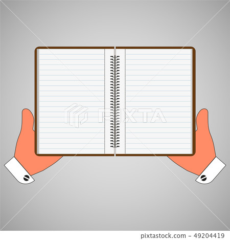 Blank notebook, diary in hand. Vector illustration Blank notebook, diary in hand. Vector illustration 49204419