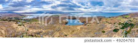 Aerial view of the coastline by Marameelan south of Dungloe, County Donegal - Ireland 49204703