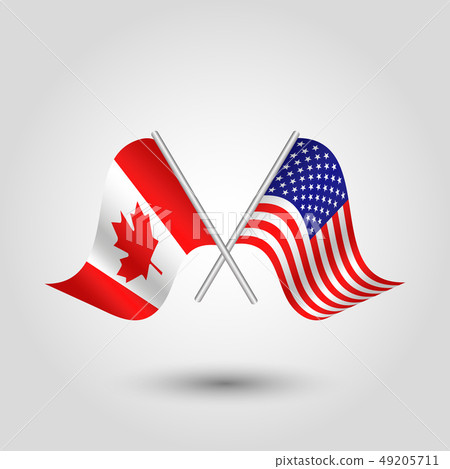 vector two crossed canadian and american flags vector two crossed canadian and american flags 49205711