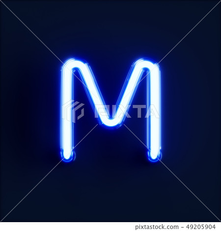 Neon light alphabet character M font 49205904