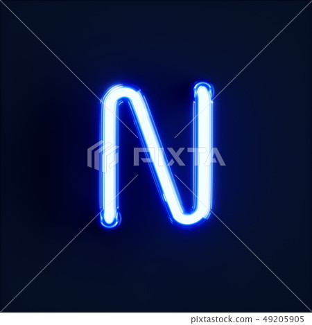 Neon light alphabet character N font Neon light alphabet character N font 49205905