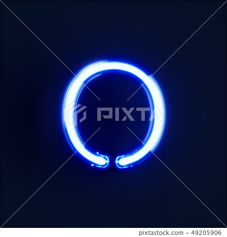 Neon light alphabet character O font 49205906