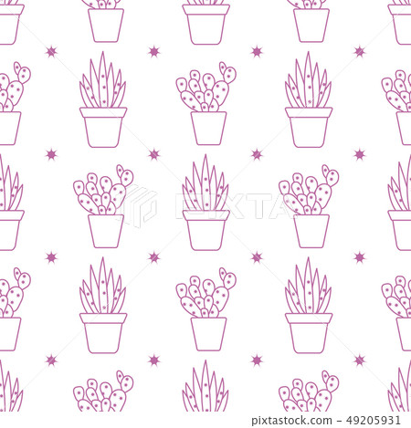 Vector seamless pattern with cactus and succulents Vector seamless pattern with cactus and succulents 49205931